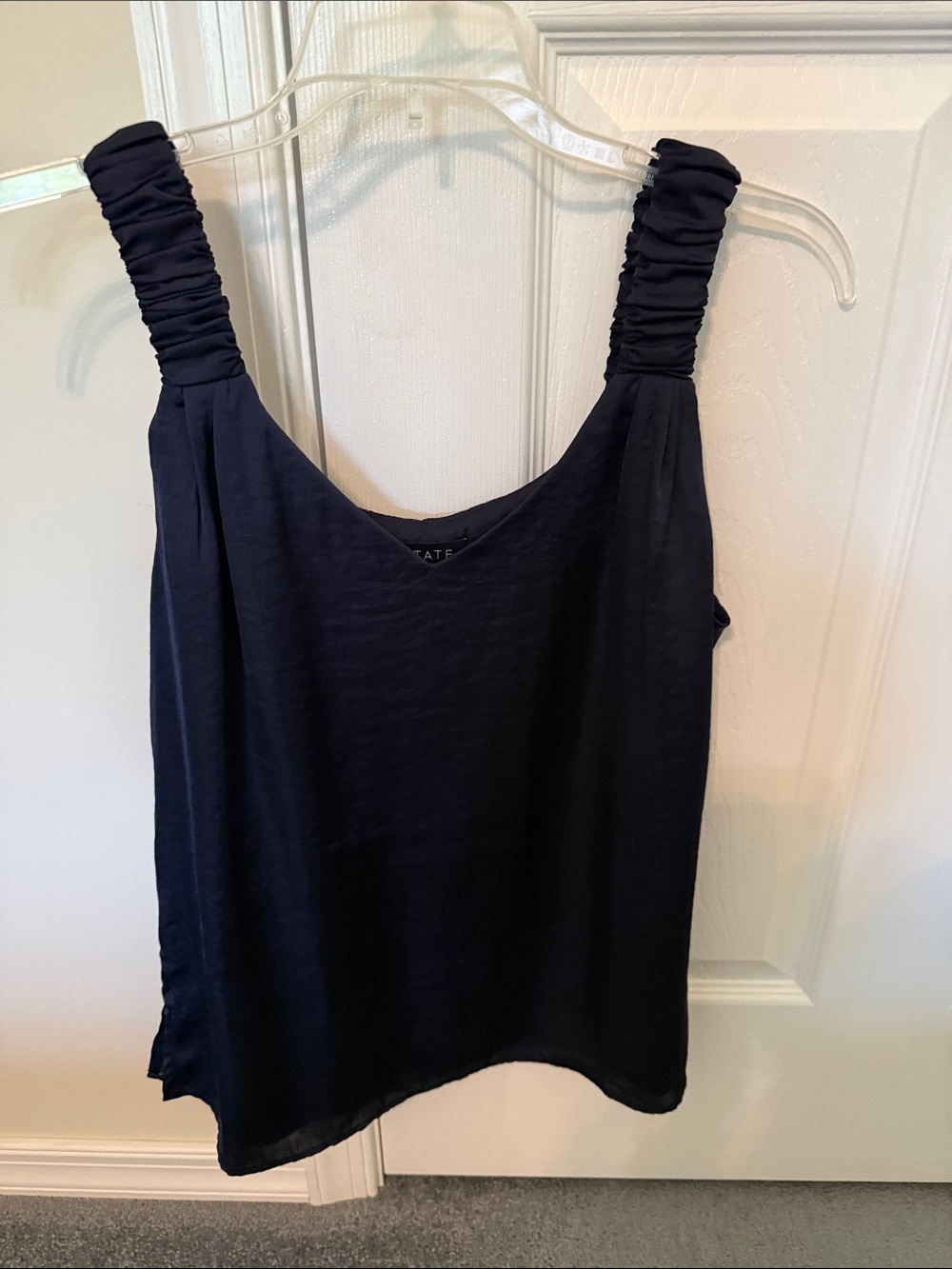 STATE Navy Ruched Strap Camisole